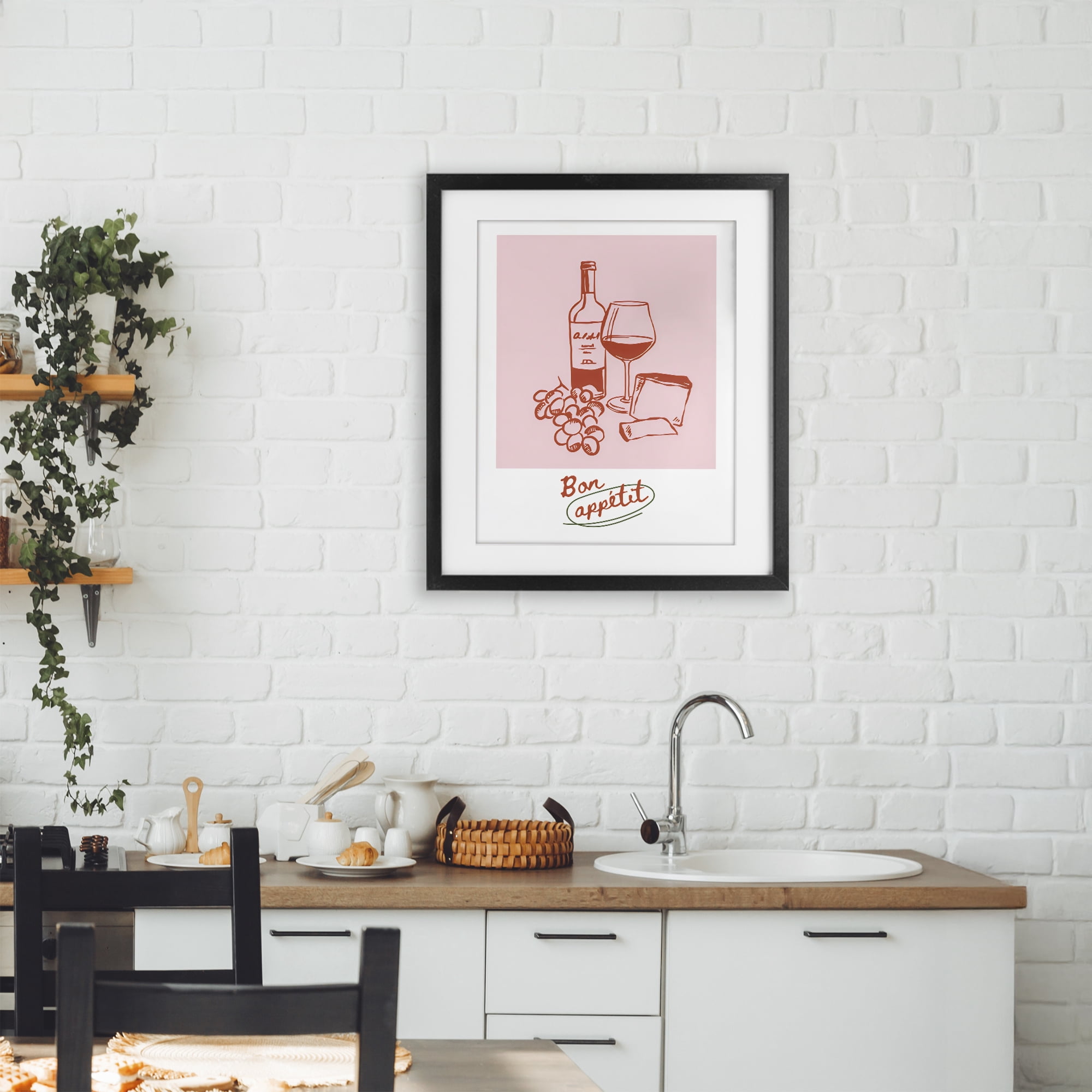 Stupell Industries Bon Appetit Wine & Grapes Black Framed Print Under Glass, design by The Prints Vibe