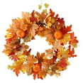 thumbnail image 1 of Halloween Pumpkin Maple Leaf Wreath For Window Display 20 in Diameter With Pinecones Berries And Ring, 1 of 9