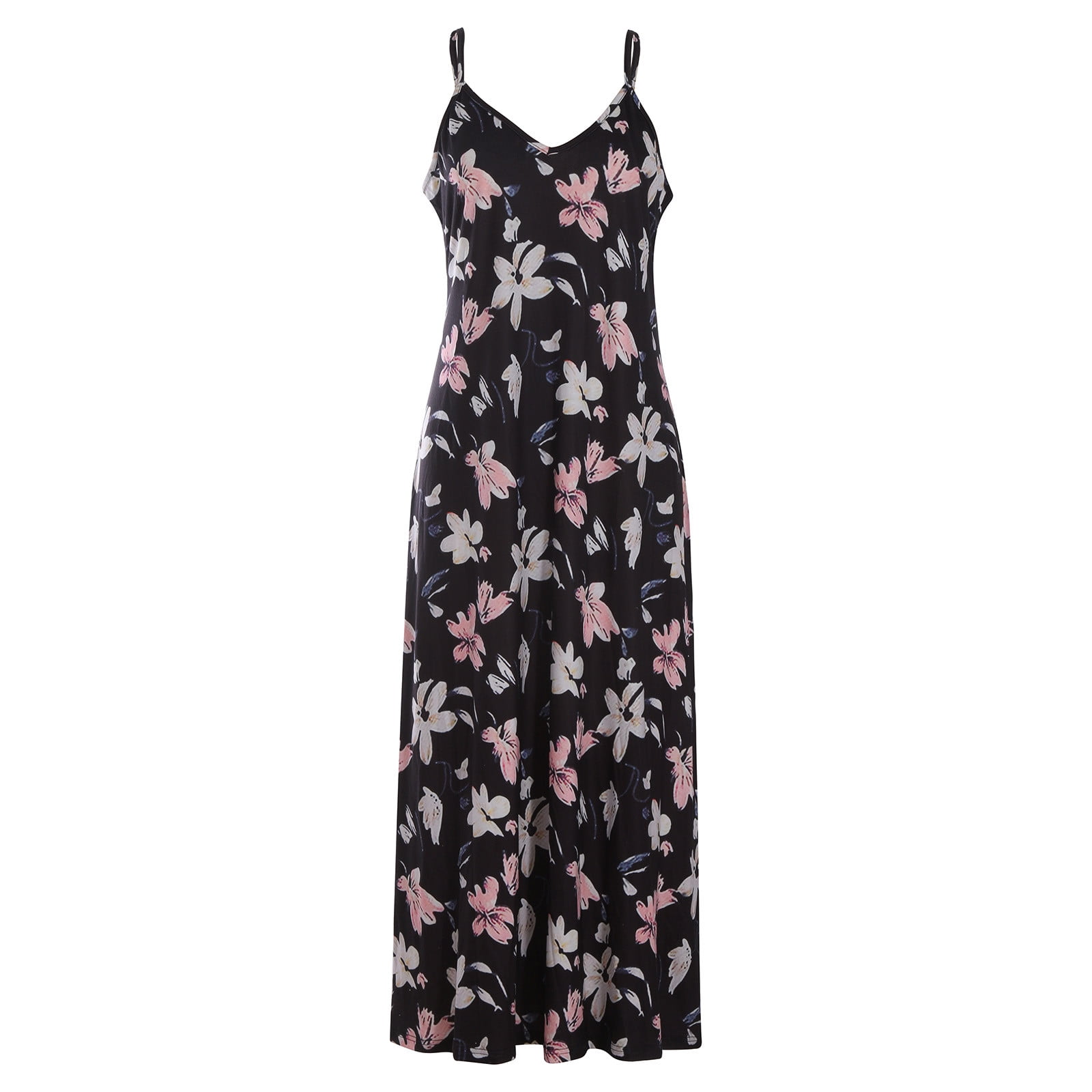 long sleeve black dress loose Audrina Maxi Dress - Black Floral main image 0