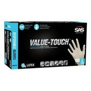 SAS Safety Corp. 6592-20 Disposable Gloves, Medium, Natural Rubber Latex, White