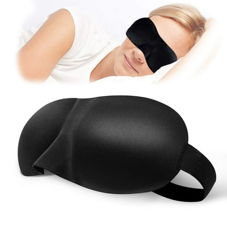 Sleep Eye Mask  PASEO 3D Contoured Cup Sleeping Night Blindfold  Light Blocking Eye Cover  Comfortable and soft Eye Shades for Men Women Travel Yoga Nap (Black)