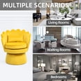 thumbnail image 6 of Newnno 360° Swivel Accent Chairs, Mid-Century Modern Velvet Barrel Chair, Comfy Shell Shape Arm Chair with Lumbar Pillow for Living Room, Bedroom, Office, Yellow, 6 of 13