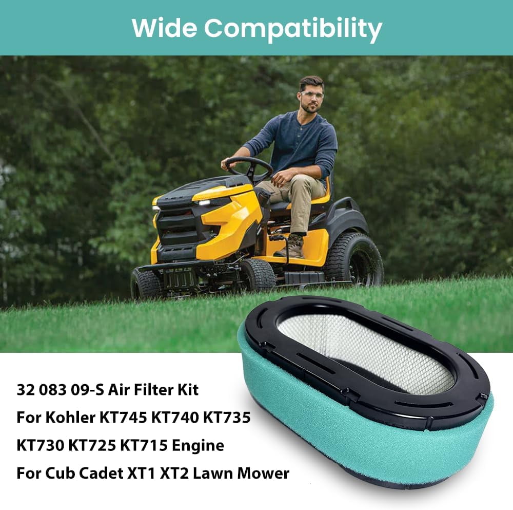 Fo7000 Maintenance Kit 32 083 09-S Air Filter with Oil-Fuel Filter Spark Plugs for Kohler KT725 KT735 KT740 KT745, 32 883 09-S1 Tune Up Kit for Cub Cadet XT1 XT2 Lawn Mower 19HP-26HP Engine MTD Parts