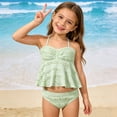 thumbnail image 5 of LIIPEE Big Girls Bikinis 2 Piece Set Kids Casual Summer Solid Color Ribbed Halter Neck Ruffle Bikini Tops And Briefs Pool Party Beach Cute Swimwear,13-14 Years, 5 of 6