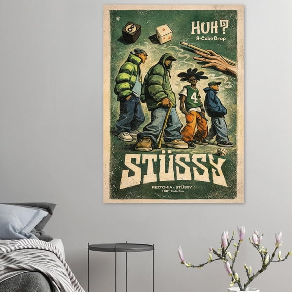 Stussy Streetwear Poster 90S Hip Hop Graffiti Art Print UNFRAMED PAPER POSTER, Home Decor