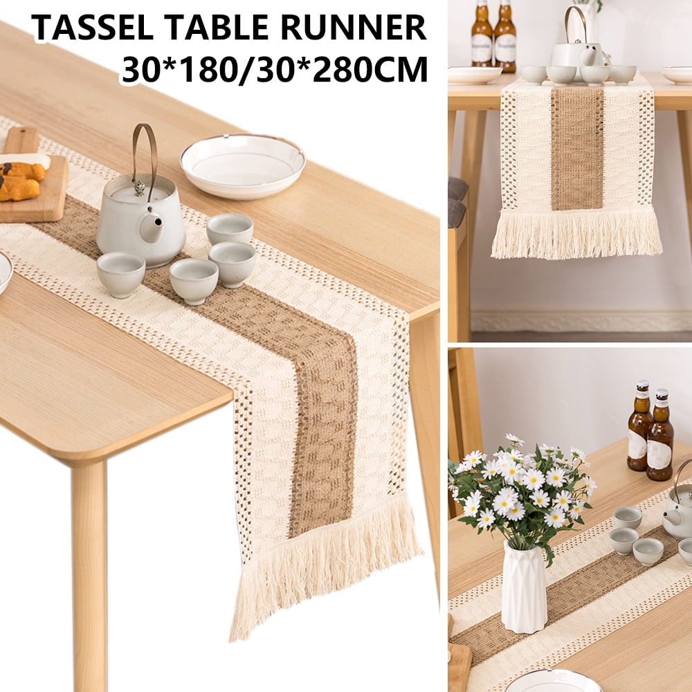 Wedding Table Runner tassel table runner Burlap Table Runner Modern Rustic Home Decor Holiday Table Runner