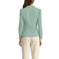 thumbnail image 3 of INSPIRE CHIC Women's Elegant V Neck Long Sleeves Button Down Shirt S Light Green, 3 of 6