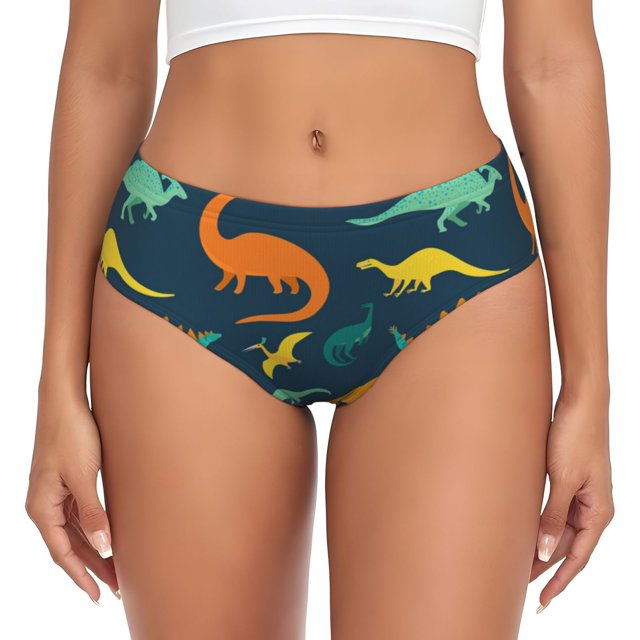 Fotbe Colorful Dinosaur Calzones Estampados para Mujer – Ropa Interior de Algodón, Cómoda, Suave y Elástica-XX-Large