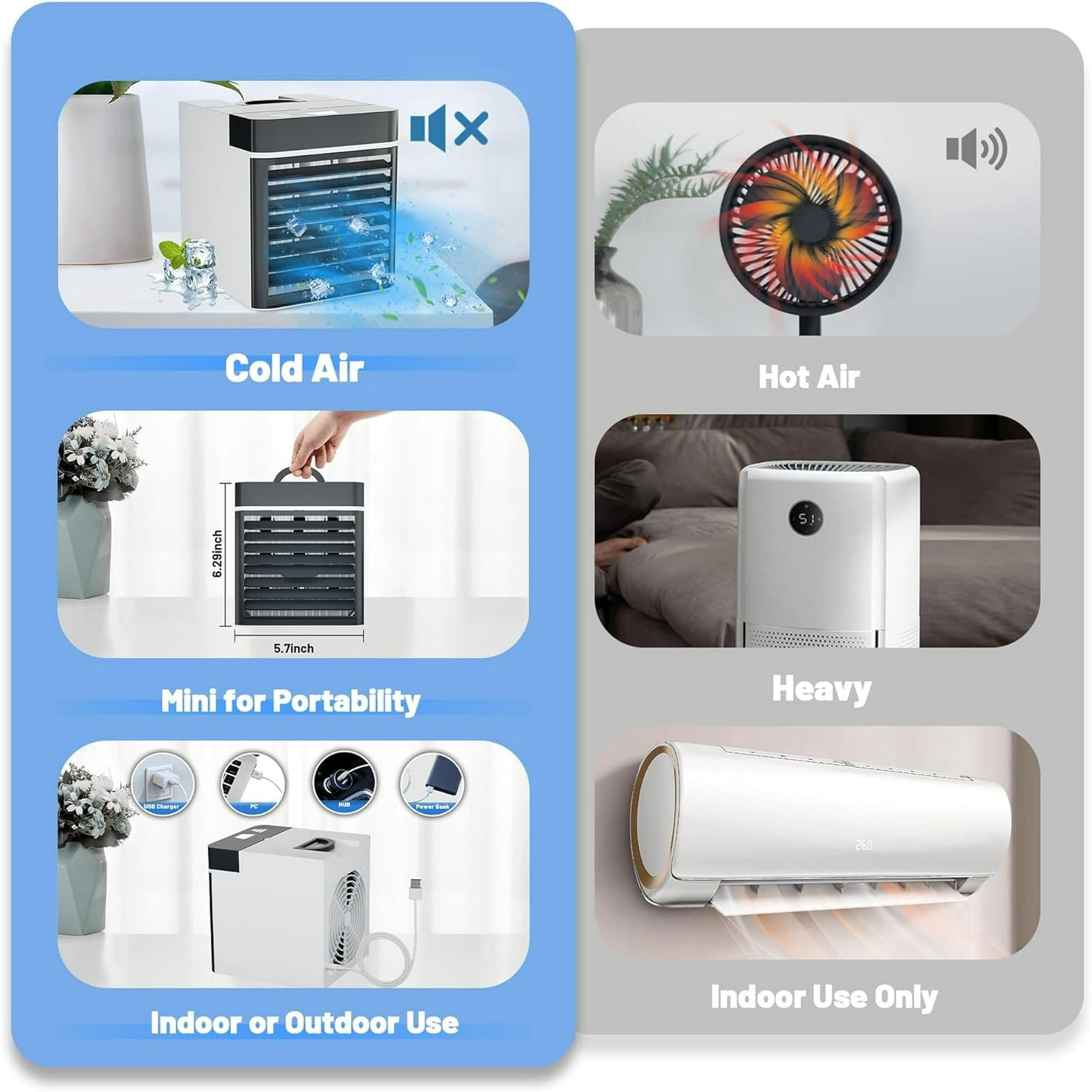 KyFree Mini Portable Air Conditioner Cooling For Bedroom Cooler Fan Cooling Fan