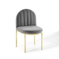 Modway Isla Channel Tufted Performance Velvet Dining Side Chair in Gold Gray