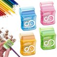 thumbnail image 3 of Sacapuntas, 4 piezas Sacapuntas de mano de doble agujero con contenedor, sacapuntas manuales con tapa para niños, estudiantes, escuela, hogar, oficina (multicolor), 3 of 7