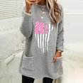 thumbnail image 1 of Jsaierl T-Shirts Cancer du Sein pour Femmes Hiver Longs Hauts en Polaire Duveteuse Mode Graphique Blouses Chaudes Manches Longues Col Rond Pull avec Poches, 1 of 4