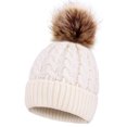 thumbnail image 2 of Simplicity Men / Women's Winter Hand Knit Faux Fur Pompoms Beanie Hat White, 2 of 4