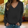 thumbnail image 2 of RongHuan Sweatshirt for Women Raglan Long Sleeve V Neck Pullover Sweat Shirts Ladies Fall Lightweight Casual Going Out Tops, 2 of 7