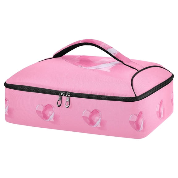 Iauyy Casserole Carrier for Hot Food Insulated Casserole Travel Carry Bag with Lid Food Warmer Bag for Party/Picnic,Heart-shaped Ice Cubes