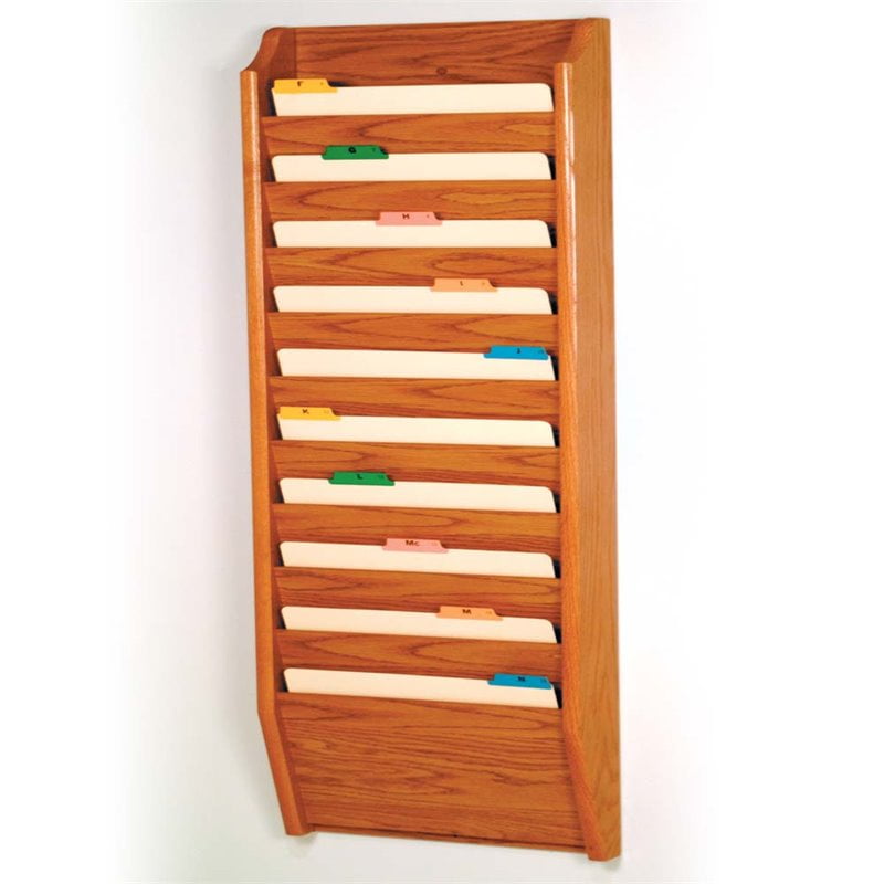 Scranton & Co 10 Pocket Legal Size Wall File Holder in Medium Oak