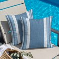 thumbnail image 2 of Throw Pillow Covers 18x18 Inch, Vintage Steel Blue Striped Decorative Pillow Cases for Couch Sofa Bed, Farmhouse Modern Stripes Boho Cotton Linen Square Home Decor Pillowcases with Hidden Zipper, 2 of 9