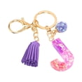 thumbnail image 1 of Hangs 2 Resin Glittering Letter Keychain Set—Stylish English Character Key Chain with Color Stitching Flowing Design for Fashion Accessories and Daily Use, 1 of 5