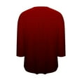 thumbnail image 5 of Olyvenn 3/4 Sleeve Tops for Women 2025 Dressy Casual V-Neck Blouses Pleated Front Ruffles Solid Color Loose Shirt Tops Wine XL, 5 of 5