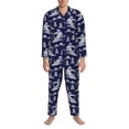 thumbnail image 3 of Fotbe Abstract Skiing Pattern Long Sleeve Pajama Set for Men,Sleepwear Set,2-piece Loungewear Set,Soft PJs Comfy Nightwear with Pockets-, 3 of 7