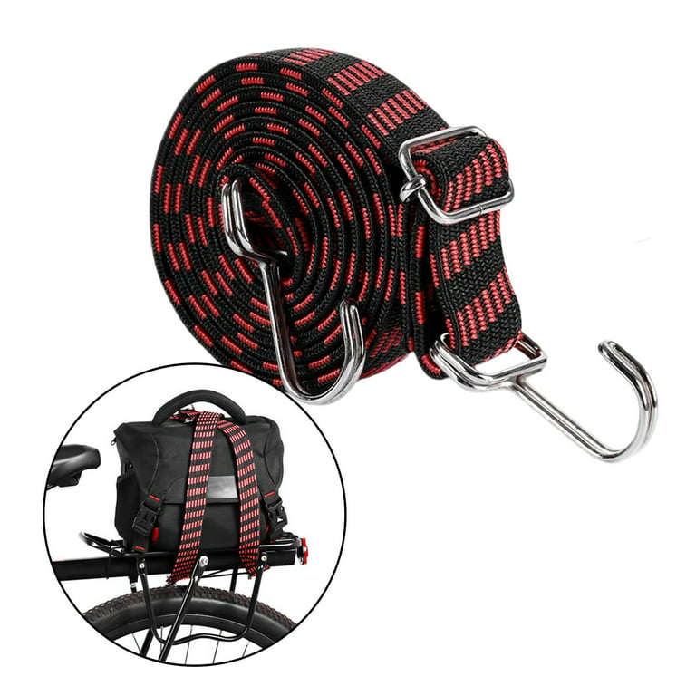 Heavy Duty Bungee Straps with Hooks, Adjustable Cords, Flat Rubber Elastic  Rope with Length Adjustment Metal Buckle for Outdoor Bikes Luggage Rack  1.5Meters 