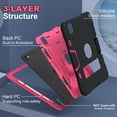 thumbnail image 3 of Dteck Case for iPad Pro 11 inch 2024,Shockproof Silicone + PC 3-Layer Protection Kickstand Case Heavy Duty Cover for iPad Pro 11-in. (M4) 2024,Black+Rose, 3 of 7