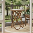thumbnail image 3 of COZAYH Farmhouse End Table Round Wood Side Table Rustic Plant Stand for Living Room, Office, Walnut, 3 of 8