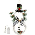 thumbnail image 2 of Deago 16 x 8 Inch Lighted Christmas Wreath Decoration Snowman Wreath with Hat and Bow for Front Door Home Wall Decor (White), 2 of 9