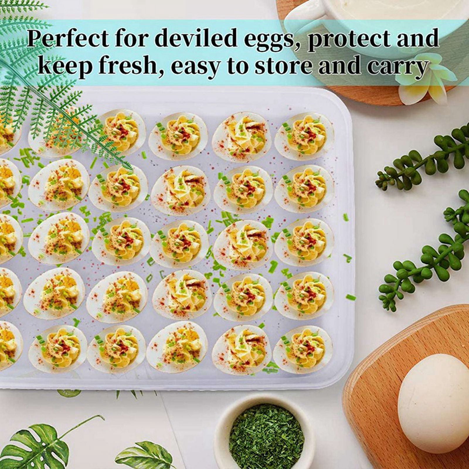 Egg Container, Refrigerator Deviled Egg Tray Carrier with Lid for 60 Eggs - Plastic Fridge Stackable Portable 4 Pack
