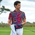 thumbnail image 6 of Balery Colorful Snake Printed Men’s Short Sleeve Polo Shirt, Midweight Men's Shirt,Golf Polo shirts -Medium, 6 of 9