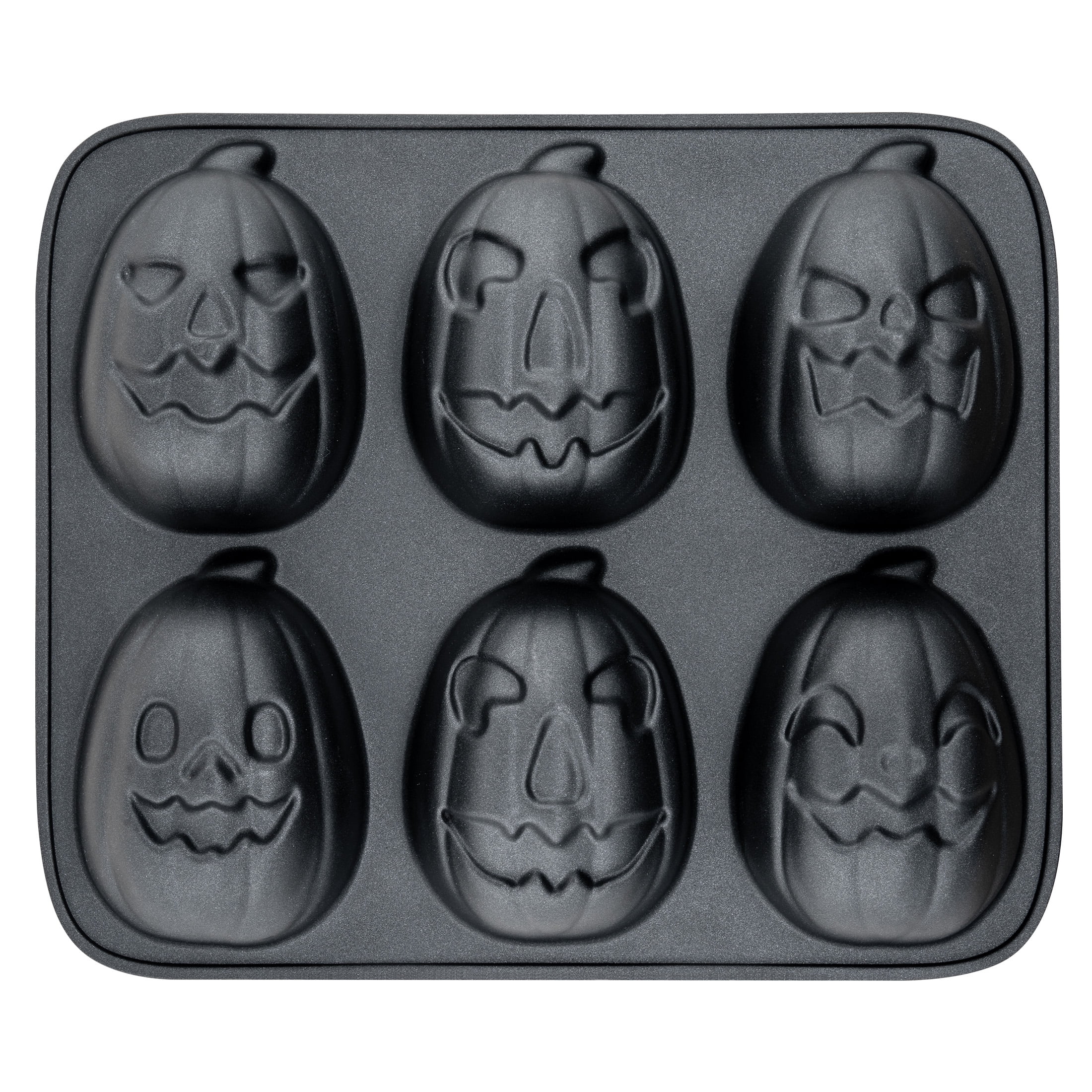 (2 pack) Way to Celebrate, Pumpkin Cast Aluminum 6-Cavity Baking Pan, Black