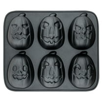 Way to Celebrate, Pumpkin Cast Aluminum 6-Cavity Baking Pan, Black