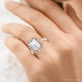 thumbnail image 3 of Pompeii 4 1/4 Ct Emerald Moissanite & Diamond Engagement Ring White Yellow or Rose Gold, 3 of 4