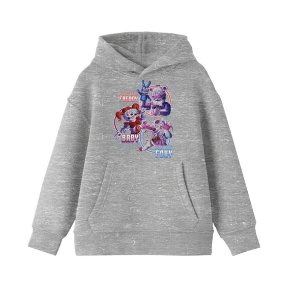 Five Nights at Freddy's Funtime Characters Boy's Athletic Heather Sweatshirt-Large