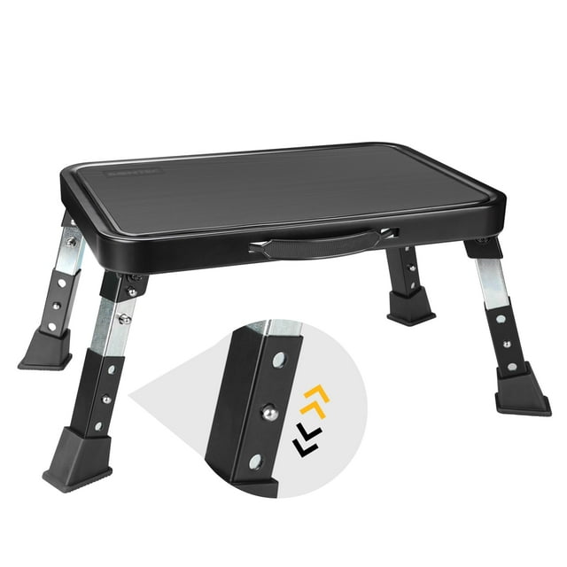 Taburete plegable BONTEC, 3 niveles, ajustable, 150 kg, metal