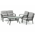 thumbnail image 2 of Gymax 4PCS Furniture Set Outdoor Conversation Sofa w/ Tempered Glass Coffee Table Patio, 2 of 4