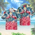 thumbnail image 2 of Camisa hawaiana con estampado 3D de flamencos, camisas hawaianas con flores y animales, ropa para hombre, blusa con solapa para vacaciones, camisetas con pájaros para hombre, 2 of 5