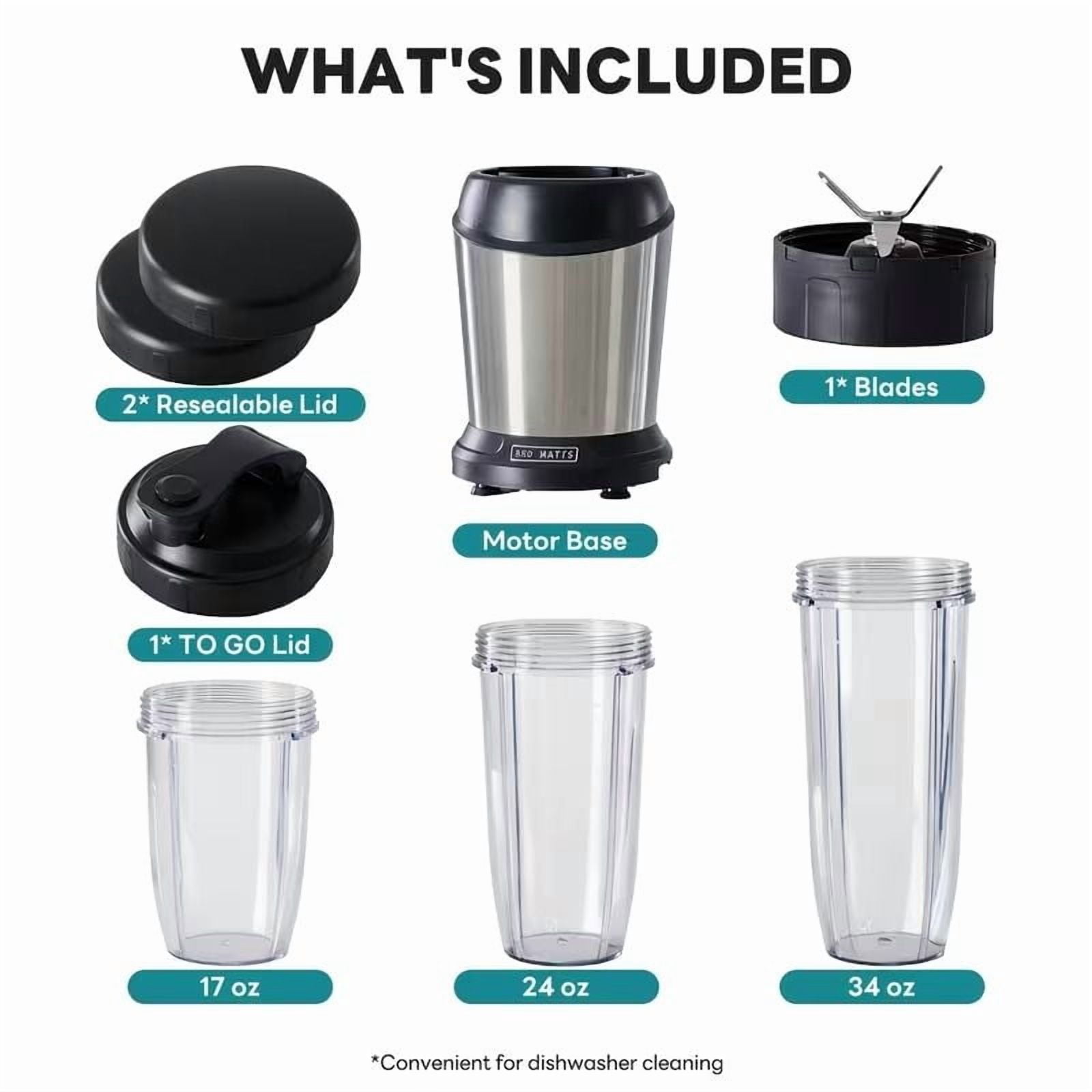 Moothie Blender, Countertop Blenders for Kitchen with 23 34 60oz BPA-Free Portable Cups, Professional Smoothie Maker with Four Programs for Shakes, Sauces, Juice And Ice Crushing