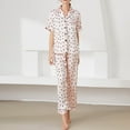 thumbnail image 5 of Gibobby Pijamas mujer invierno Camisón de mujer Conjunto de pijamas Conjunto de lencería de mujer Sexy Nuevo Traje de sexy Satén Top de manga corta y pantalones(Rosa,G), 5 of 5