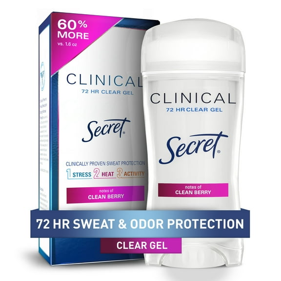Secret Clinical Clear Gel Antiperspirant & Deodorant for Women, Clean Berry, 2.6oz