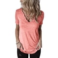 thumbnail image 2 of Posijego Hauts pour Femmes Col en V Croisé Manches Courtes T-Shirts pour Femmes Été Basique Tee Sorties, 2 of 7