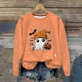 thumbnail image 2 of YUGYXL Sequins Print Womens Halloween Loose Crewneck Sweatshirt Casual Long Sleeve Pullover Cute Ghost Graphic Fleece Tunic Tops Orange XXL, 2 of 9