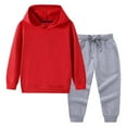 thumbnail image 2 of NAISIBABY Boys Girls Sets 2-Piece, Loose Fit Hooded Sweatshirt and Drawstring Sweatpants Fall Winter Casual Outfit Red 8T, 2 of 9
