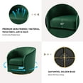 thumbnail image 5 of Velvet Swivel Barrel Chair Wood Frame Metal Base Upholstered Club Accent Armchair Green, 5 of 6