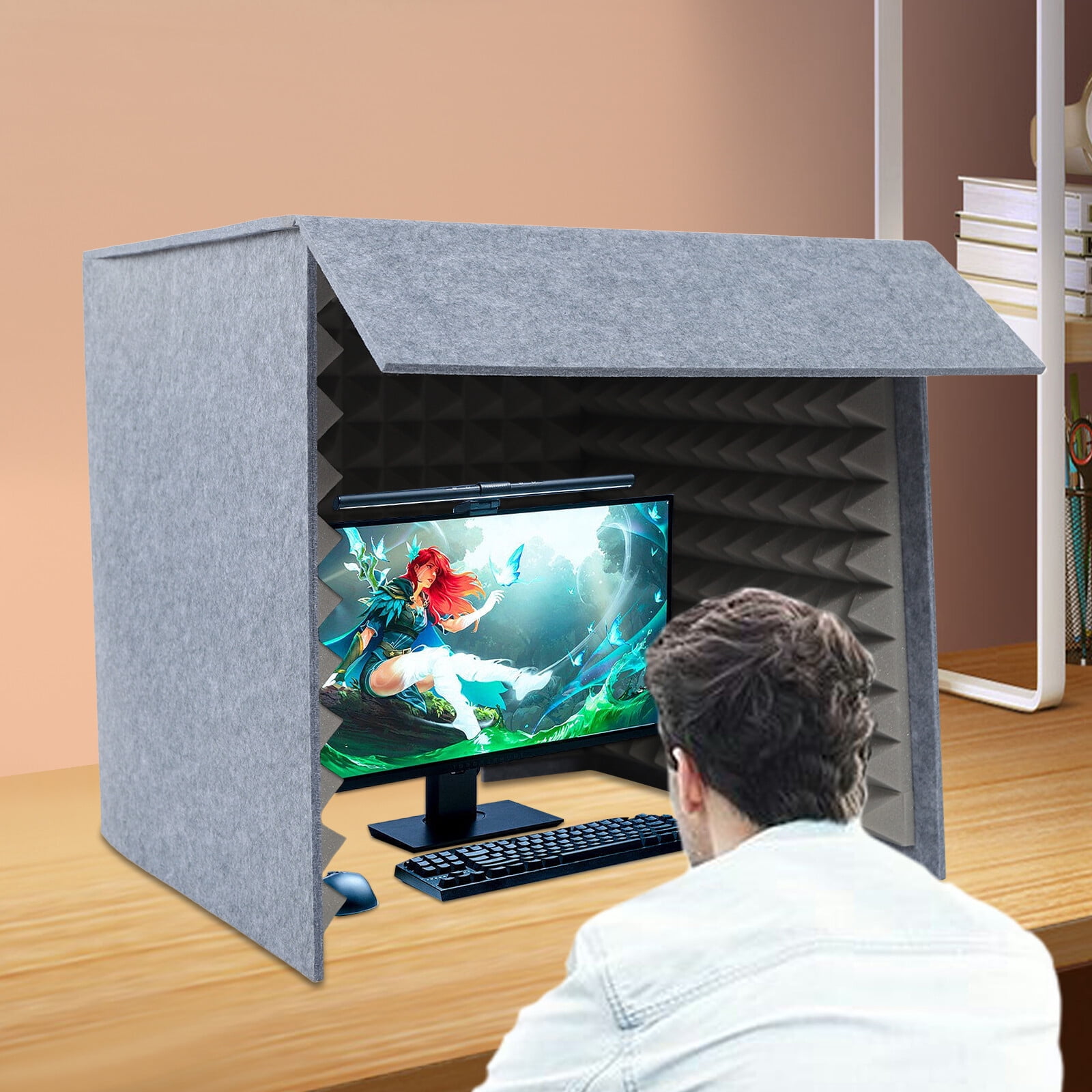 Audio Base, Vocal Recording Booth, Speaker Stands, 60x60cm Foldable Desktop Soundproof Booth, Dual Gray Absorption Panels, High Density Acoustic Foam, Environmentally Safe, Odorless