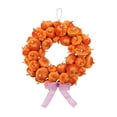 thumbnail image 2 of Cadancy Artificial Pumpkin Wreath Fall Harvest Front Door Hanging Bow Knot Thanksgiving Halloween Seasonal Home Decoration Outdoor Indoor Autumn Farmhouse Porch Wall Decor, 2 of 7