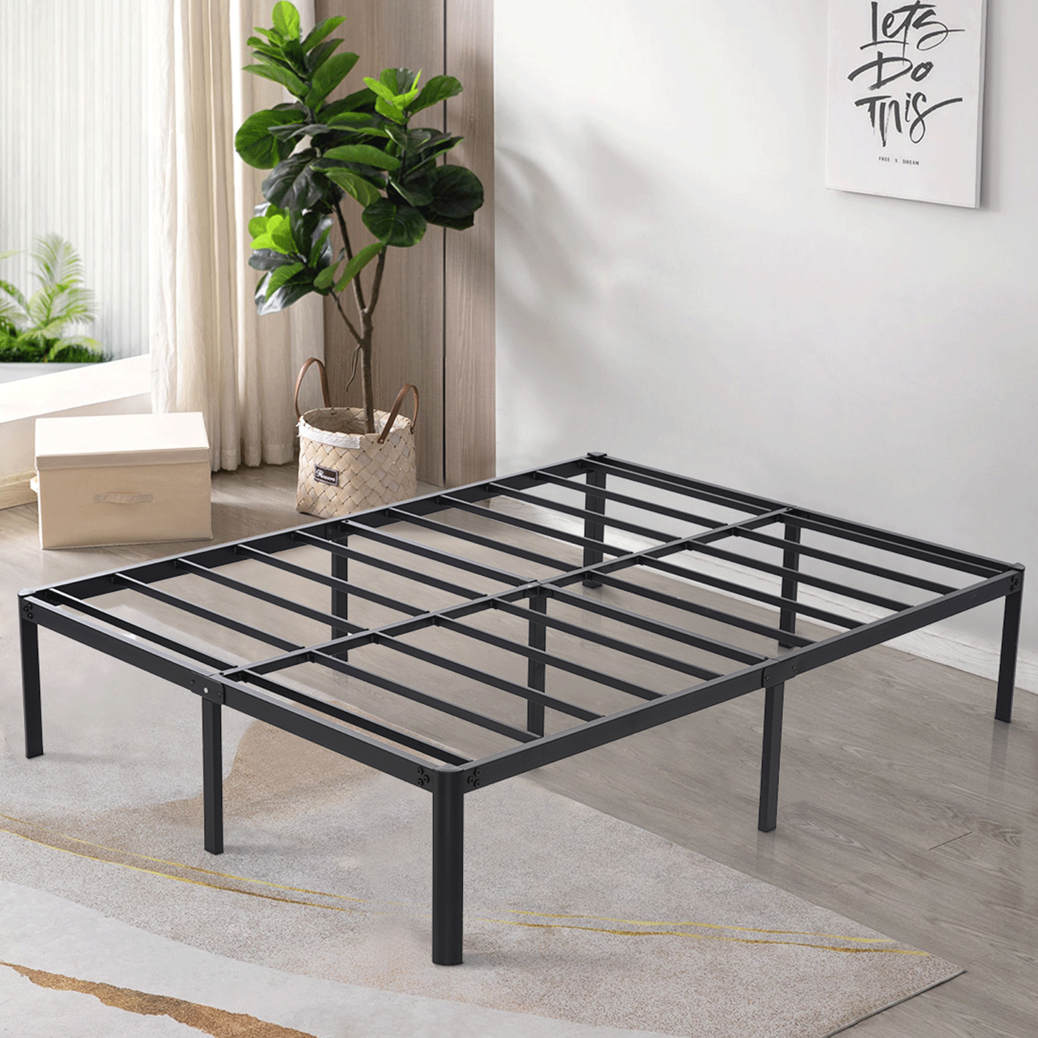 Buy Tatago 16Inch (H) Heavy Duty Bed Frame with Curved Legs, Mattress