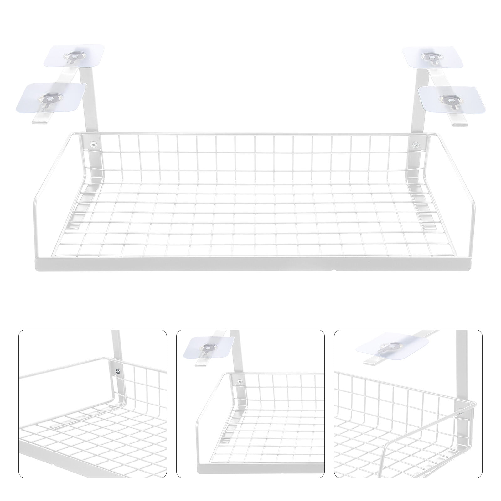 FUEENIRVA White Mesh Cable Organizer Rack for Under Desk Storage and Home Office Cable Management Solution