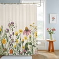thumbnail image 4 of Shower Curtain Spring Floral Shower Curtains for Bathroom Decor, Waterproof Polyester Shower Curtain Set with Hooks, Extra Long 72" x 78" Wildflowers Leaves Plant Beige, 4 of 9