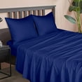 thumbnail image 1 of Microfiber Twin Bed Sheet Set, 3 Pieces Wrinkle, Fade, Stain Resistant Solid Color Sheet and Pillowcase Set (1 Flat Sheet, 1 Fitted Sheet, 1 Pillowcase) with Deep Pocket, Navy Blue, 1 of 6